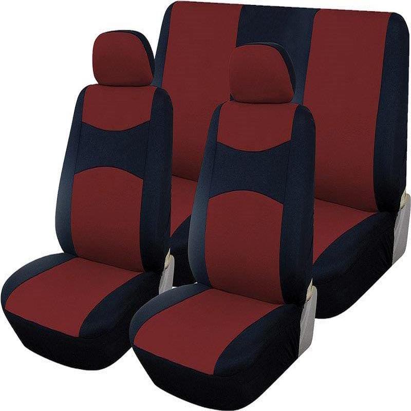 Promo Car Seat Cover Set 6-Piece Black/Burgundy (SA159)