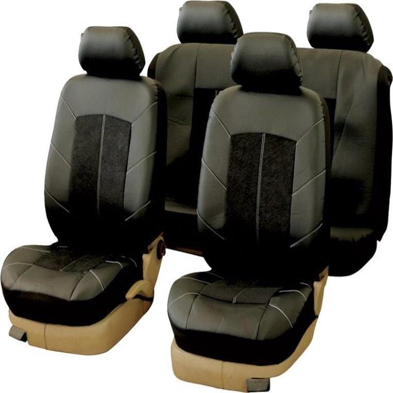 Velour Car Seat Cover Set 9-Piece Black (SA495)
