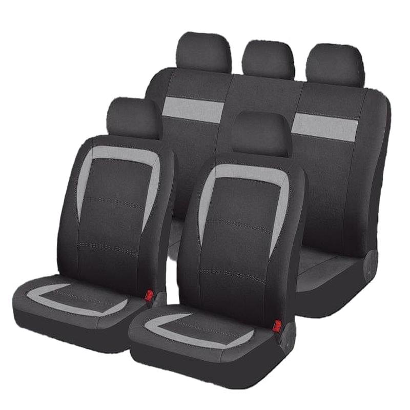 Boston Car Seat Cover Set 9-Piece Black/Grey (SA85)