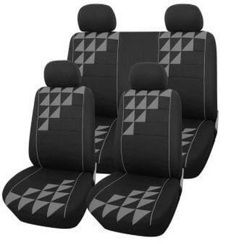 Triangle Pattern Car Seat Cover Set 10-Piece Grey (SA68)