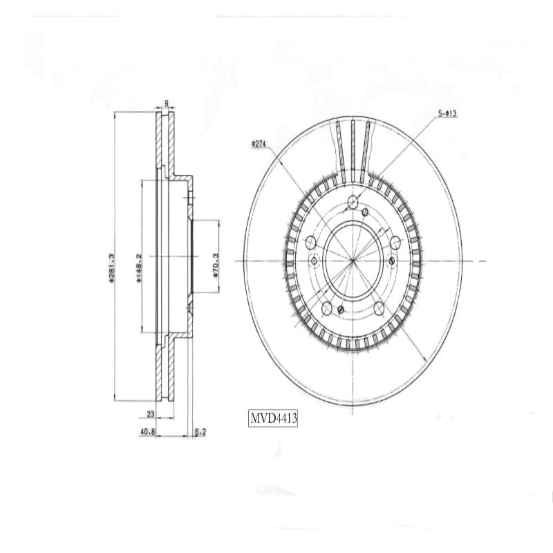 Brake Disc Vented Front Honda HR-V 2004 Motopart (Mvd4945)