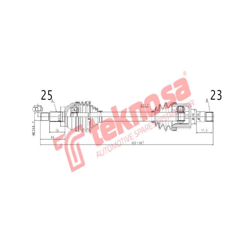 Complete Driveshaft Front Left Ford Ecosport 1.5TDCi Fiesta MK V, MK VI (DFO160)