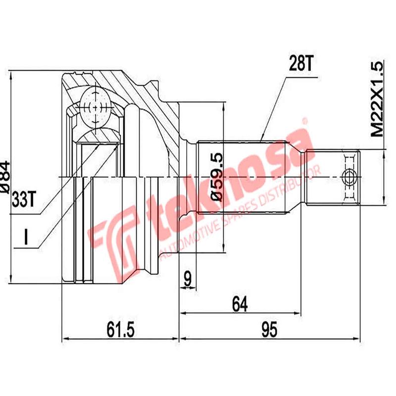 Outer Cv Joint Dodge Caliber 1.8Sxt 2.0Crd Sxt 2.4Rt Jeep Compass 2.0, 2.0Crd Patriot Mistubishi Lancer Do3001
