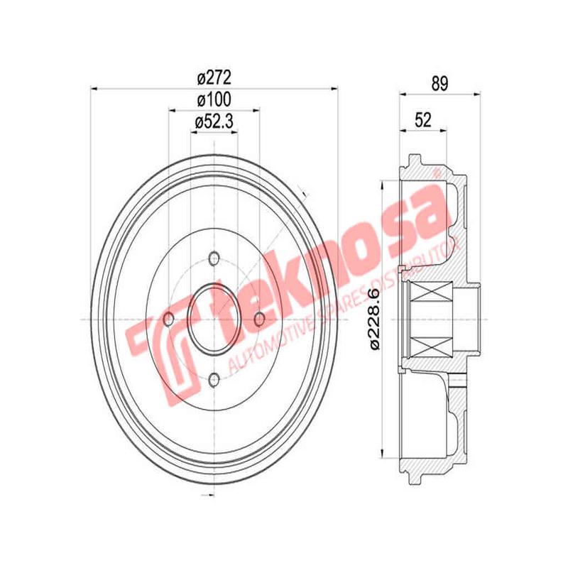 Brake Drum Nissan Np200 K9K K7M K4M 200 (Single Drum)