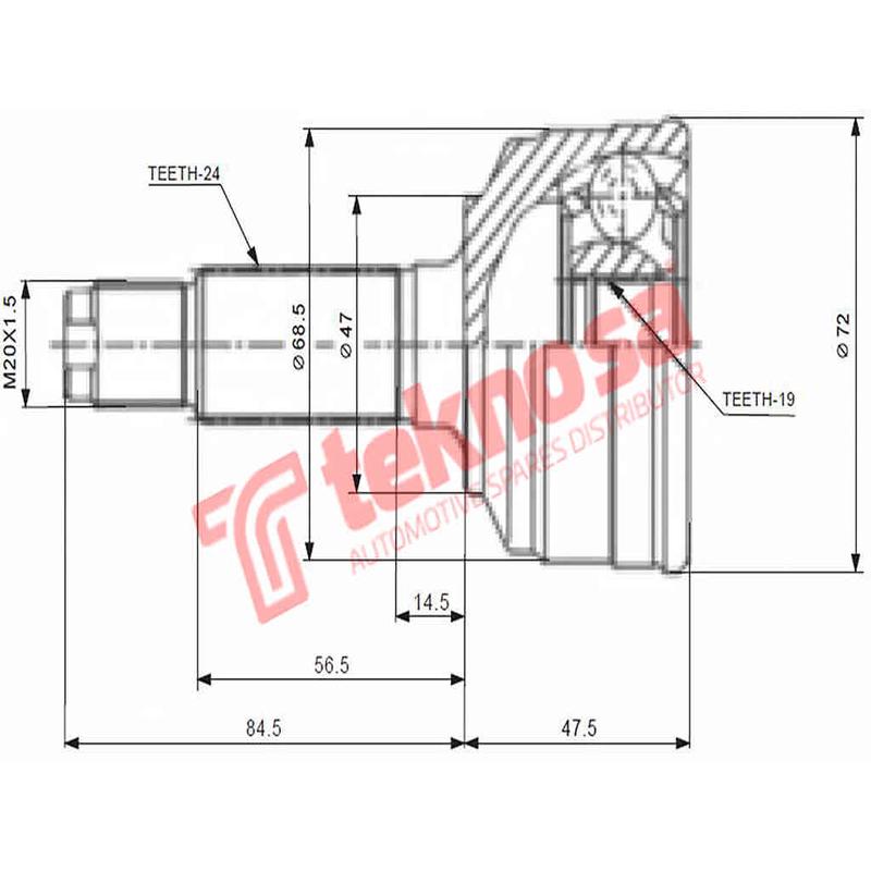 Outer Cv Joint Daihatsu Charade Cx, Gran Move, Move 1997-2008 Da5711