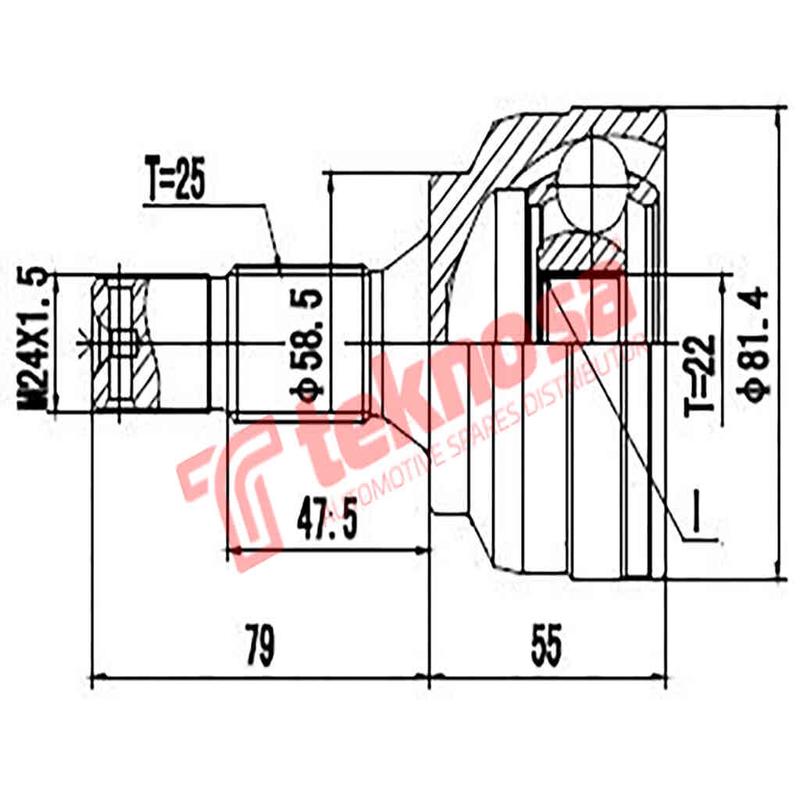 Outer Cv Joint Peugeot 207 1.6 Vti Ep6 2008 1.6Vti Ep6C 2007- Ct3004