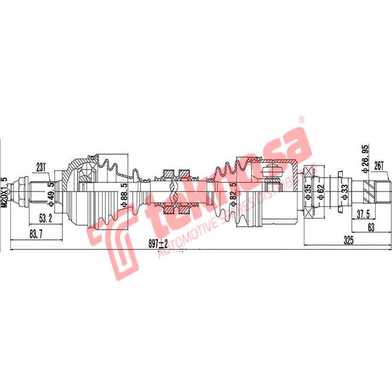Complete Drive Shaft Rh Nissan Np200 1.5Dci Ldv, Np200 1.6, Renault Logan 1.6Mpi K9K,K7M,K4M,K7M 2008- Dni401