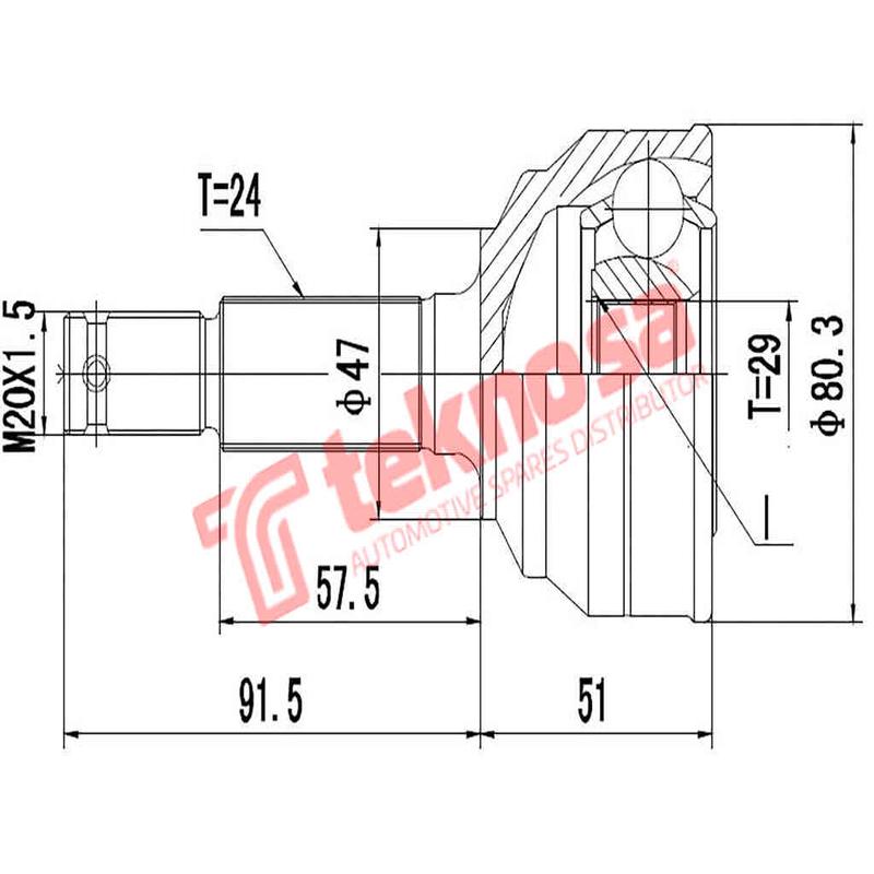 Outer Cv Joint Daihatsu Cuore Daihatsu Sirion 1.3 , 1.5 Sport Toyota Avanza 1.3 2006-2015 Da5721