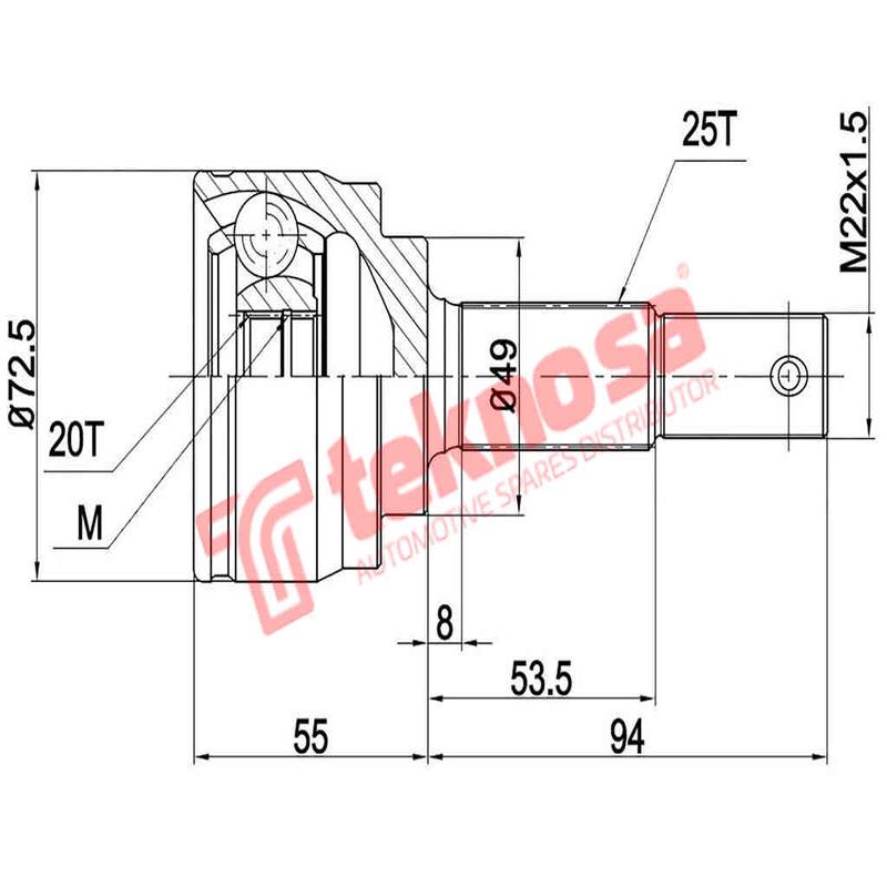 Outer Cv Joint Datsun Go 1.2 Hr12De 2014- Dg3001