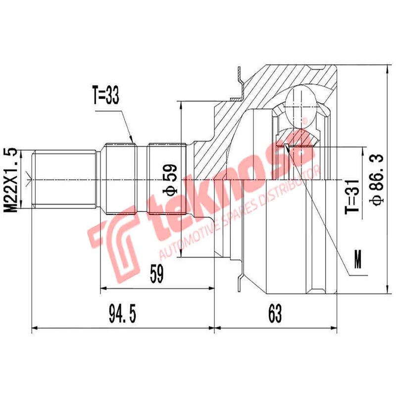 Outer Cv Joint Chevrolet Cruze 1.4T Hatch/Sedan 1.6 1.8 2.0D 2009- Gm3002