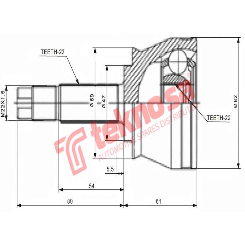 Outer Cv Joint Fiat Strada 1.2 El 1.4 178B7 178F3 2005-2011 Fi5730