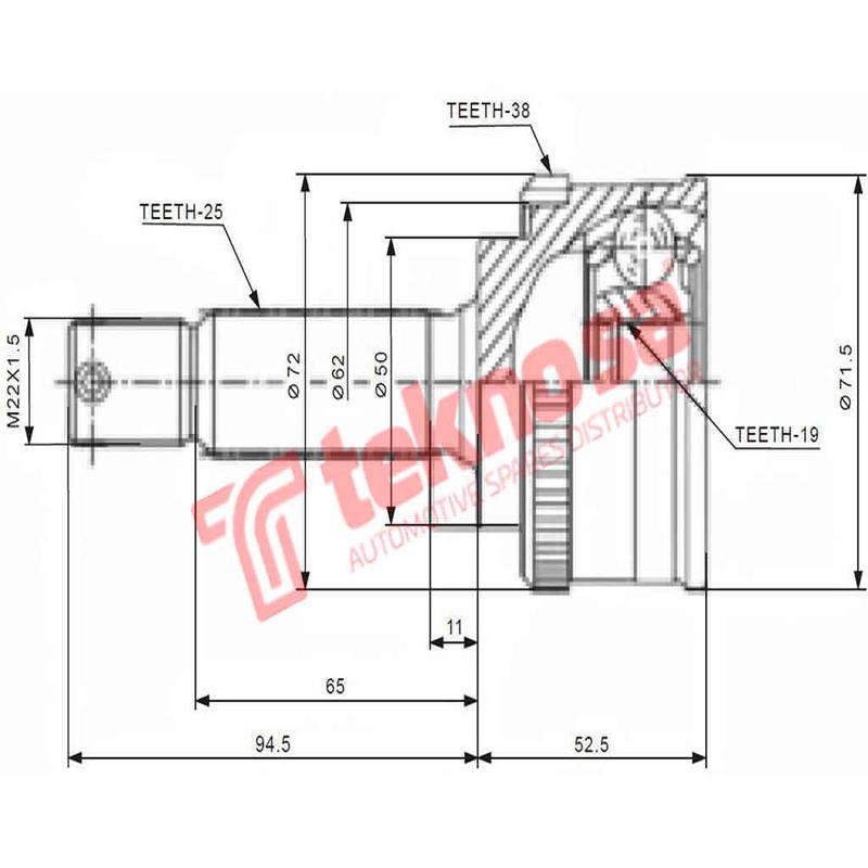 Outer Cv Joint Hyundai Atos 1.0I 1.1I Matrix 1.8 G4Hc G4Hg G4Gb 1999-2013 Hy5710A