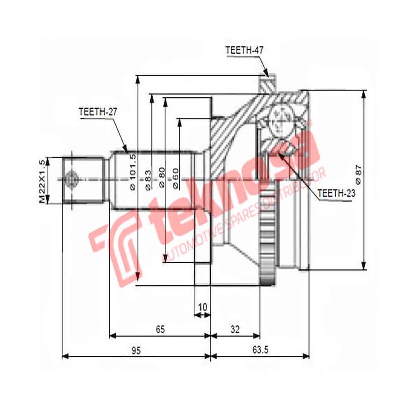 Outer Cv Joint Hyundai Elantra 1.6Gl G4Ed Mk Iii Hy5711A