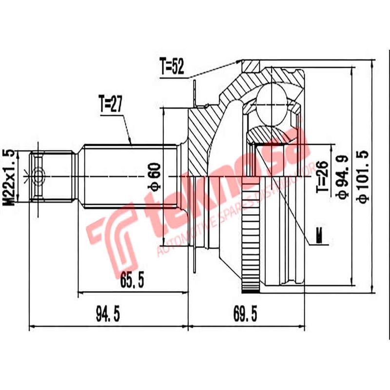 Outer Cv Joint Hyundai Santa Fe 2.4 G4Jsj Santa Fe 2.7 G6Ba 2001-2006 Hy3006A