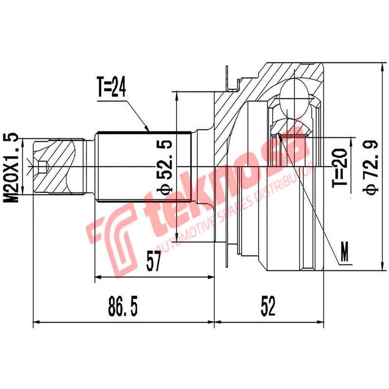 Outer Cv Joint Kia Picanto 1.1 G4Hg 2004-2011 Picanto 1.0 G3La Kia Pride 1.3 B3 1997-200 Ka7009A