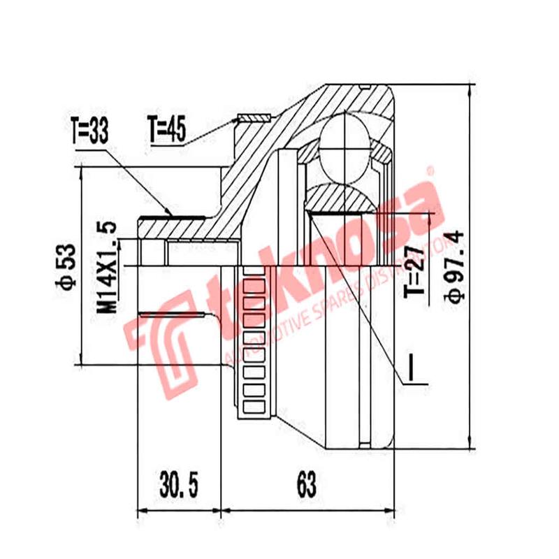 Outer Cv Joint Vw Passat B5 2000-2005 1.9Tdi Audi A4 1.9Tdi 2001- Ad5712A
