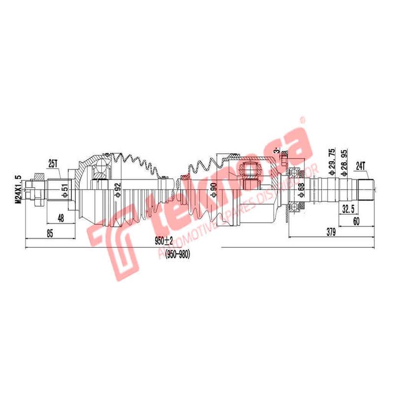 Drive Shaft Fiat Fiat Fiorino 2007- 1.3Jtf Qubo 1.3Jtd 2008- Dfi202