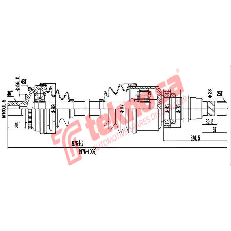 Drive Shaft Focus St Volvo C30 06-13 S40 03-12 Ford Focus 2.5 St Hyda Rs Jzda Dfo201