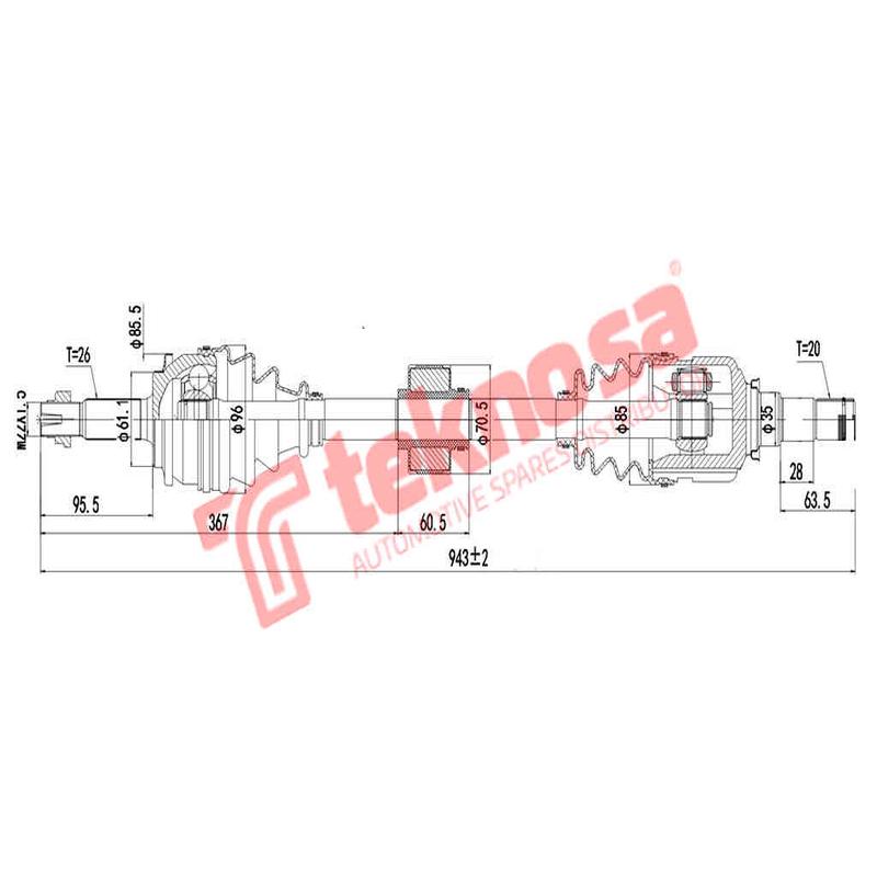 Drive Shaft Toyota Toyota Auris 1.8Vvti 1.6Vvti 2006- Corolla 2006- Verso 2009- Dto202