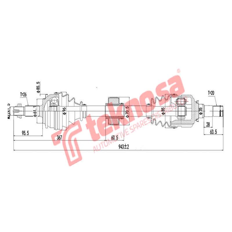 Drive Shaft Toyota Toyota Auris 1Zr 4Zz 2Zr Corolla Verso 3Zz 4Zz 2006- Dto357