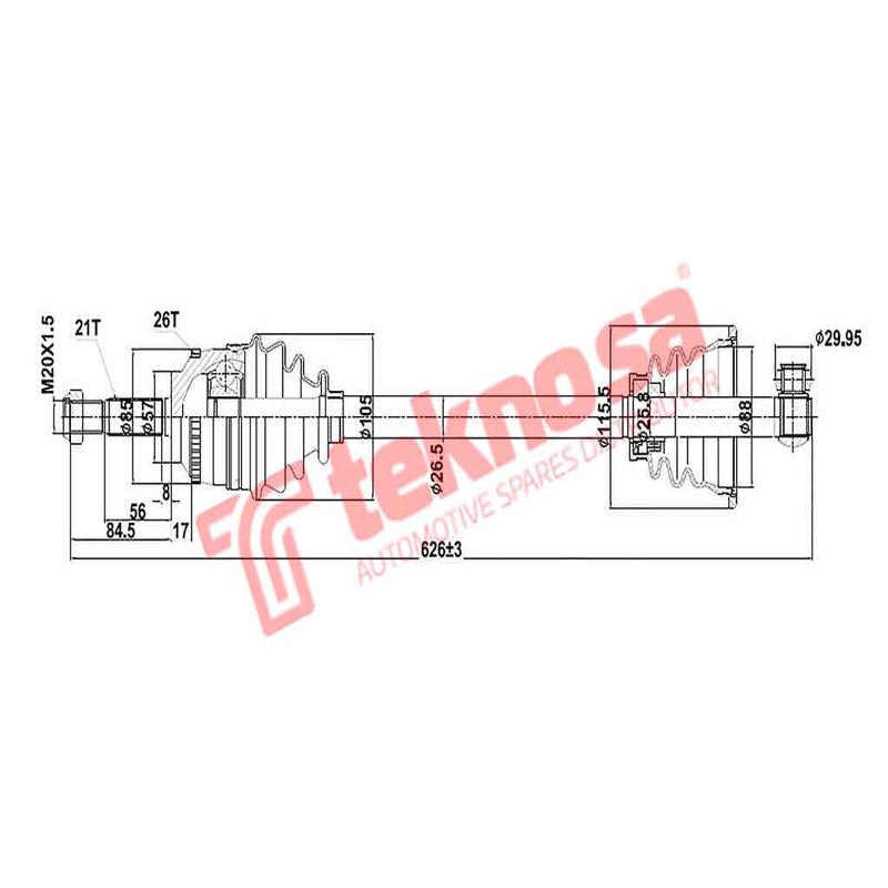 Driveshaft L/H Renault Clio Mk2 1.4 1.6 2.0 1998-02005 Renault Kangoo 1999-2008 Dre210A
