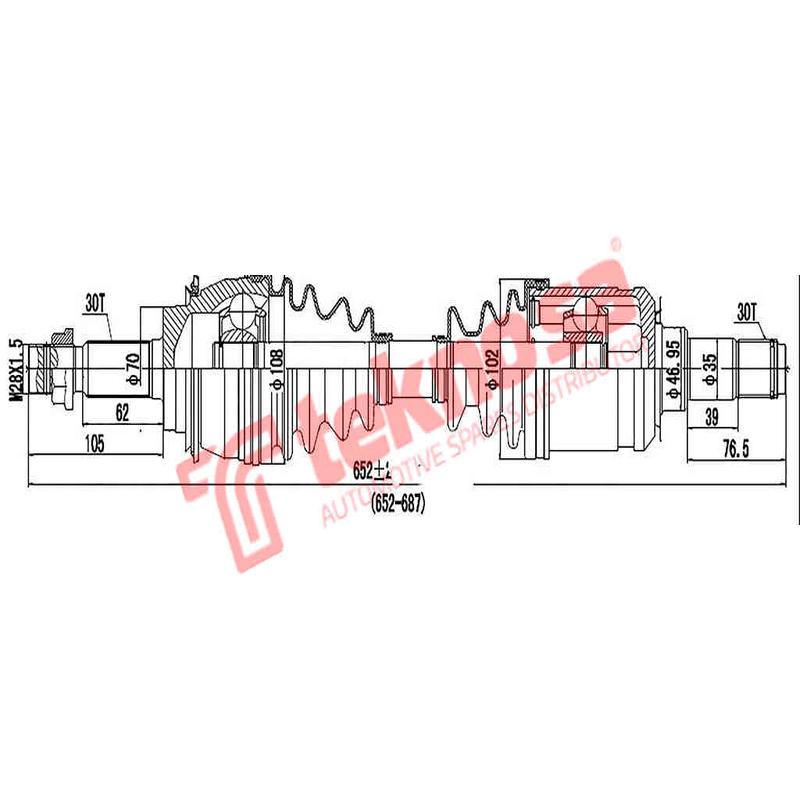 Driveshaft Toyota Prado Toyota Land Cruiser Prado 2002- D4D 1Kdftv 1Kzte Dto650