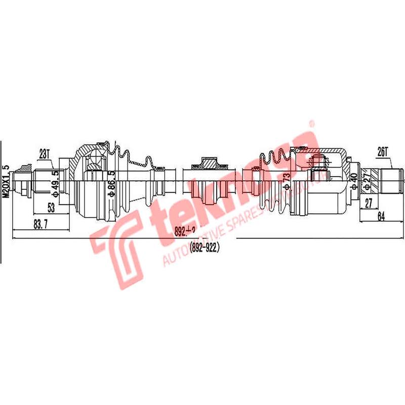Np200 Solid Shaft R/H Nissan Np200 1,6 K4M K7M Nissan Micra Mk3 1.4 Dni411