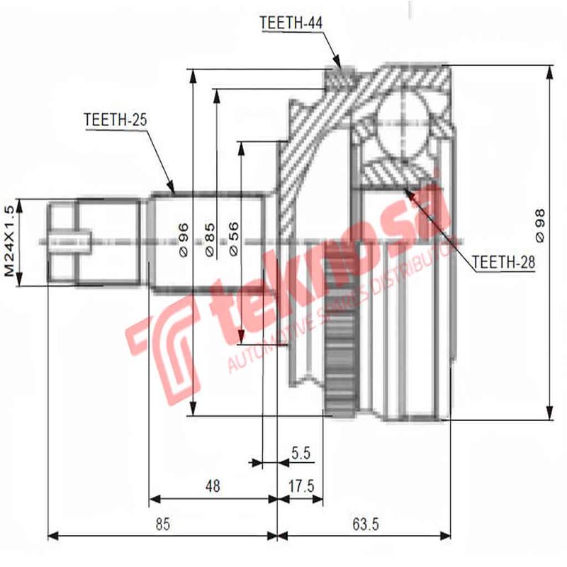 Outer Cv Joint Alfa Romeo 155 1992-1997 Alfa Gtv 2.0 Twin Spark 3.0 1995-2004 Fi5733A