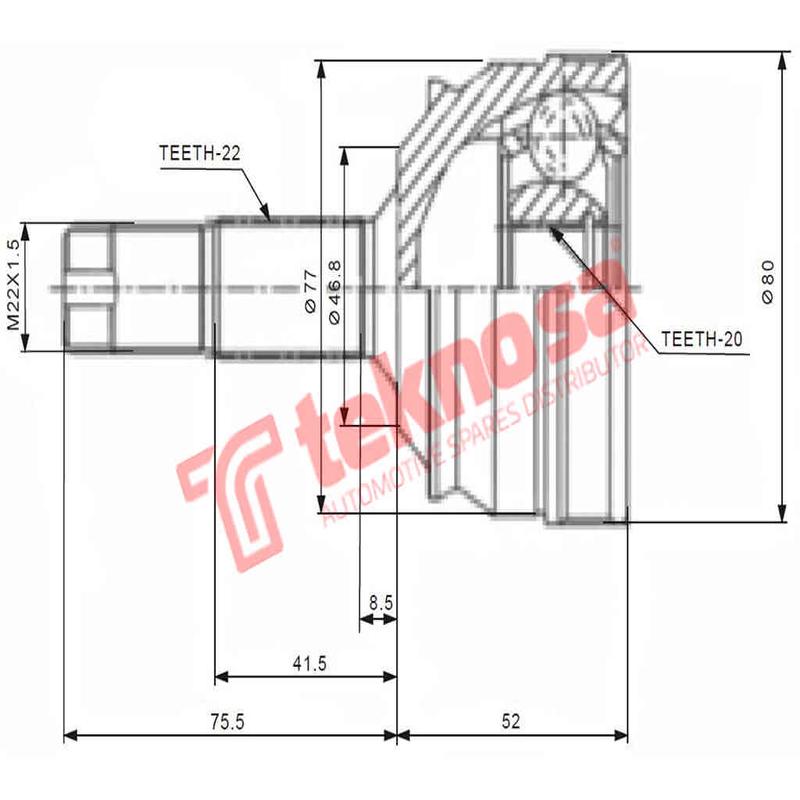 Outer Cv Joint Fiat Seicento 1.1176B2.000 2001-2003 Fi5913A