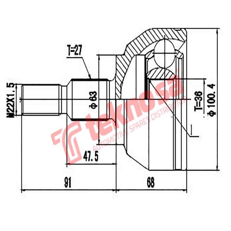 Outer Cv Joint Ford Kuga 2012- 2.0Tdci Fd3021