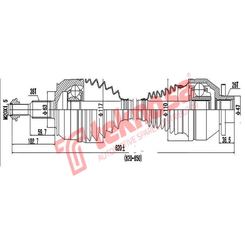 Transporter T5 2.5 D/Shaft L/H Vw Kombi T5 Caravelle T5 Transporter T5 2003- Dvw400