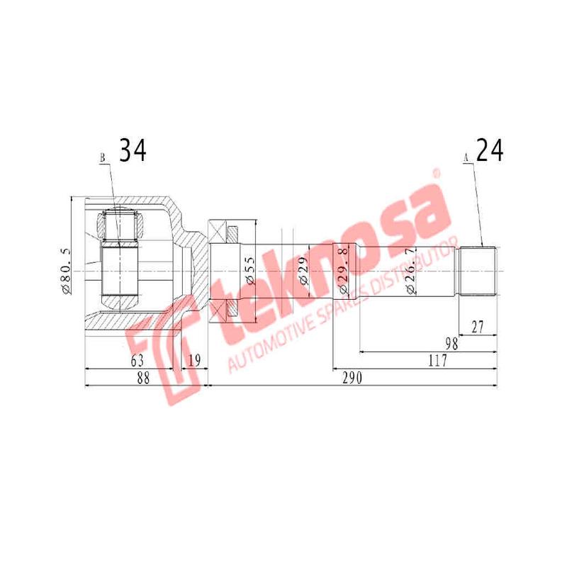 Inner CV Joint Front Right Opel Combo Peugeot 308 (OP4018)