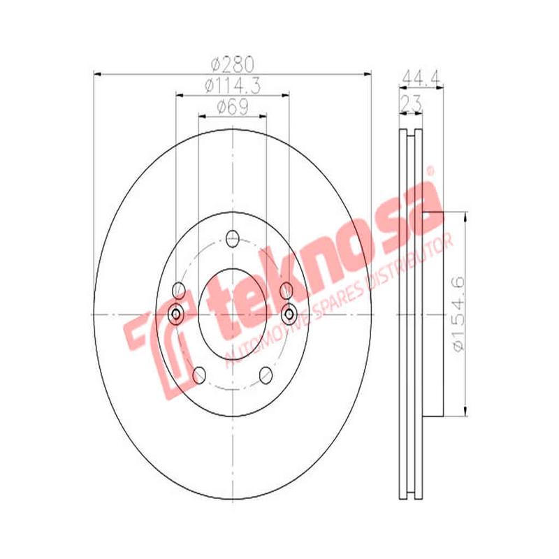 Brake Disc Hyundai Elantra MK IV, MK V, i30 1.6CVVT, Kona,Kia Cerato (Vented)(Single)