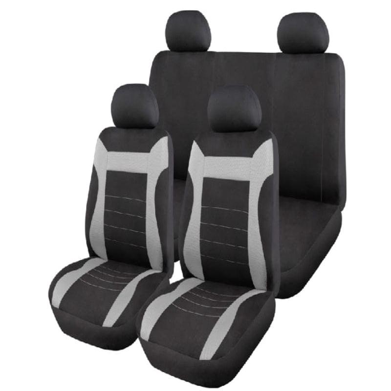 Melbourne Car Seat Cover Set 11-Piece Black/Grey (SA92)