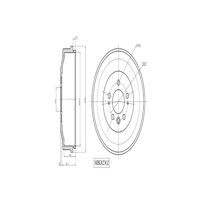 Brake Drum Rear Vw Amarok 2,0Tsi,Tdi,Bitdi 2010> (Single)