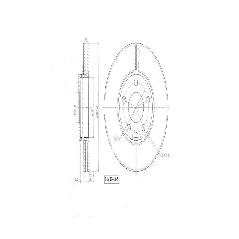 Brake Disc Vented Front Audi 500 92 94 ,A4,A6,Vw Passat 2001 2008 (Single)