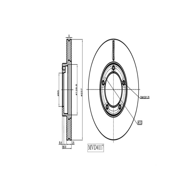 Brake Disc Vented Front Cam Inyathi 2.2I,Foton 2.2I,Gwm Ldv 2.2I,Gwm Steed 2.2I,Meiya 2.2I Ldv 2007 2011 (Single)