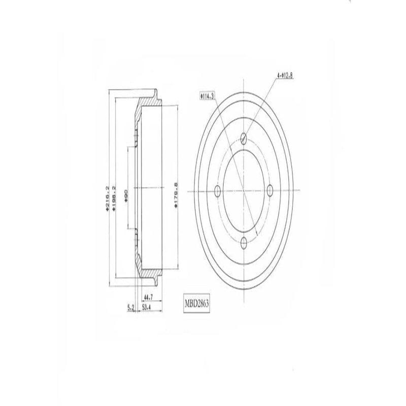 Brake Drum Rear Hyundai Accent I 1.3 1996 2000,Accent 2 2000 2002 (Single)