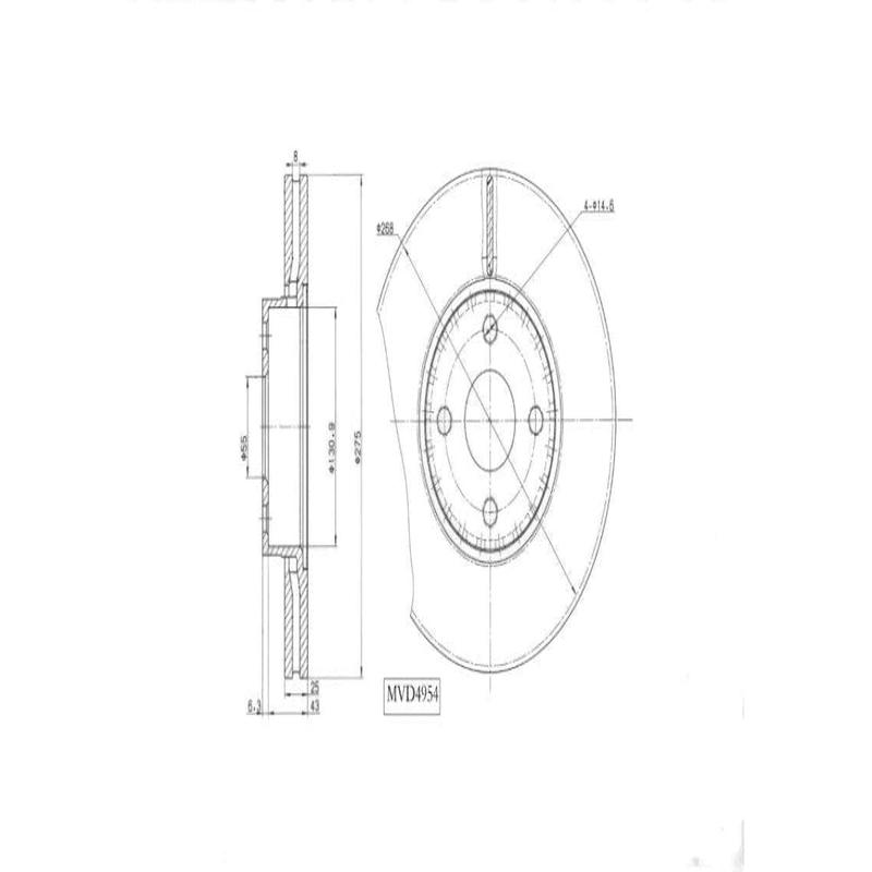 Brake Disc Vented Front Toyota Allex,Runx 2Zz 2002 2007 (Single)