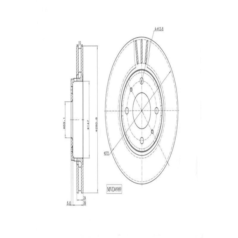 Brake Disc Vented Front Volvo S40 2.0,2.4,V40,V50 1997 2009 (Single)