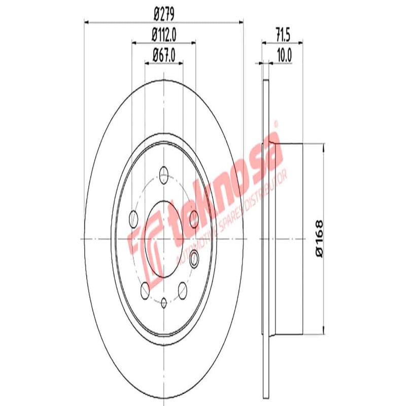 Brake Disc Mercedes W114 115 116 123 Sclas (Rear Solid)