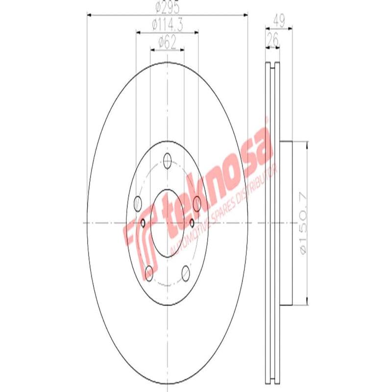 Brake Disc Toyota Corolla VeRear Solido 2.0 2.2 (Front Vented)