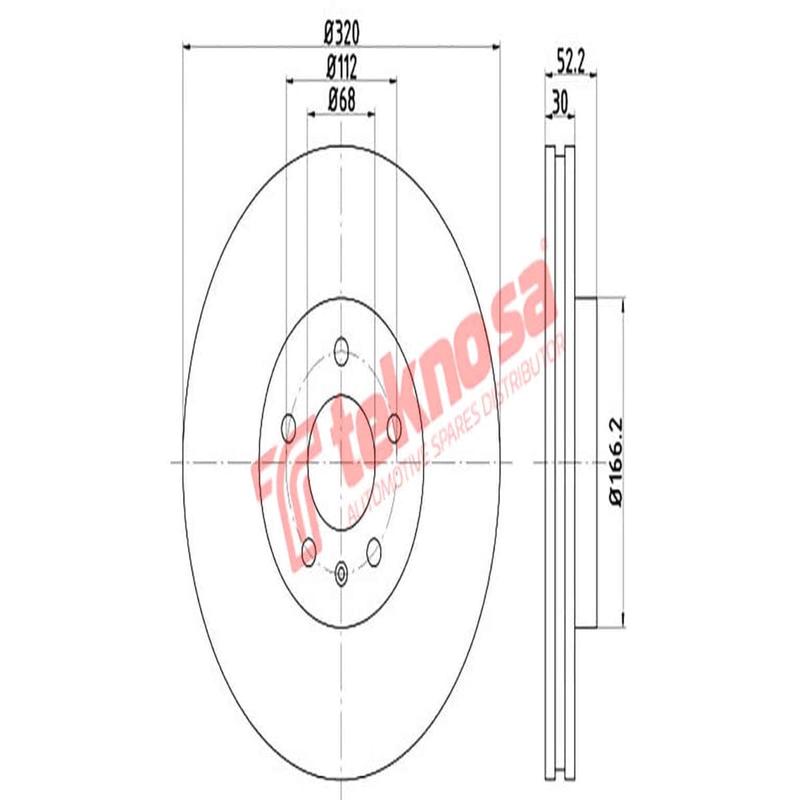Brake Disc Audi A5 2.0 Front Solidi 09 (Front Vented)