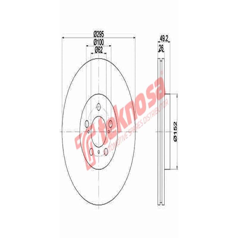 Brake Disc Toyota Corolla VeRear Solido 2009 (Front Vented)