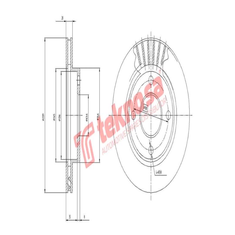 Brake Disc Ford Bantam Escort 1.4 1.6 02 (Front Vented)