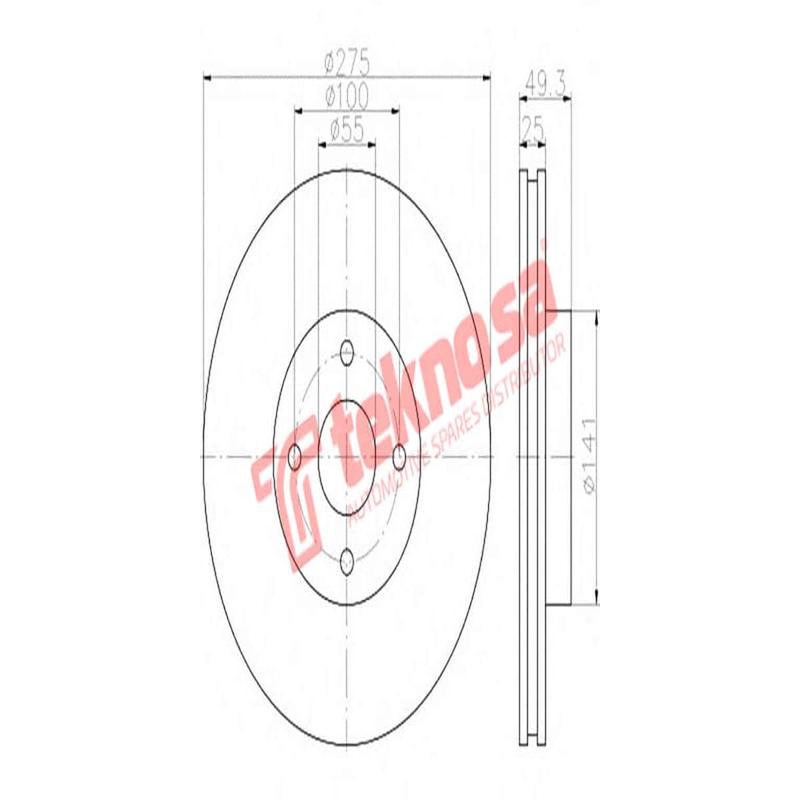 Brake Disc Corolla VeRear Solido Runx (Front Vented)