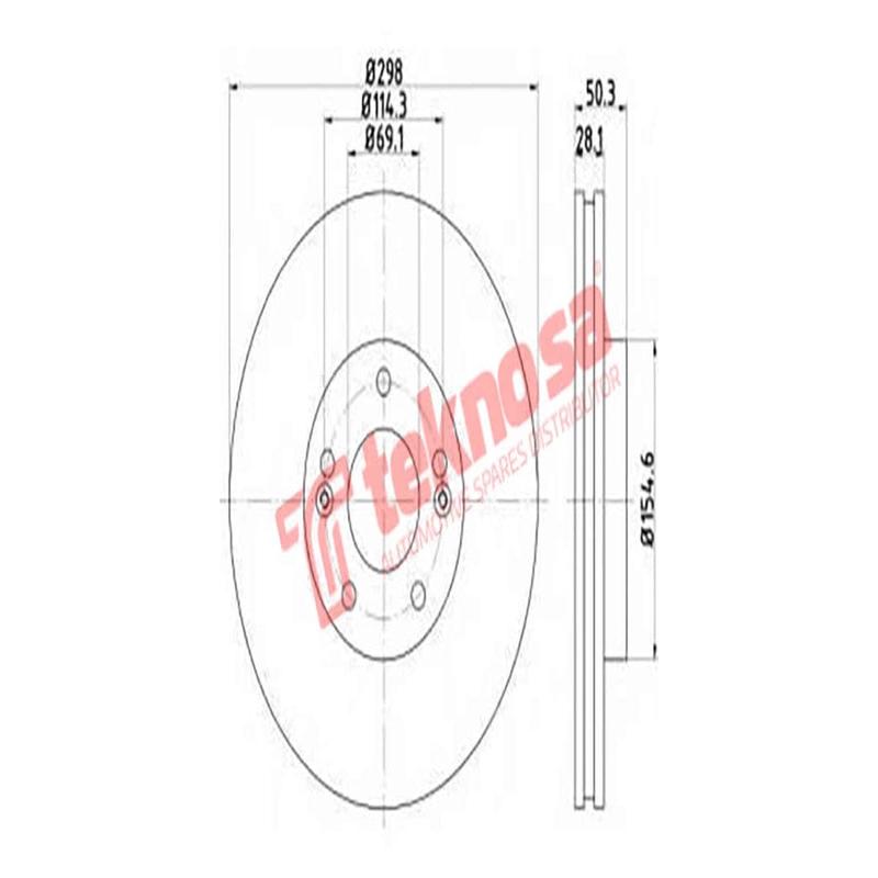Brake Disc Hyundai Santa Fe Ii 2.7 V6Gls 2.2Crdi 06 (Front Vented)