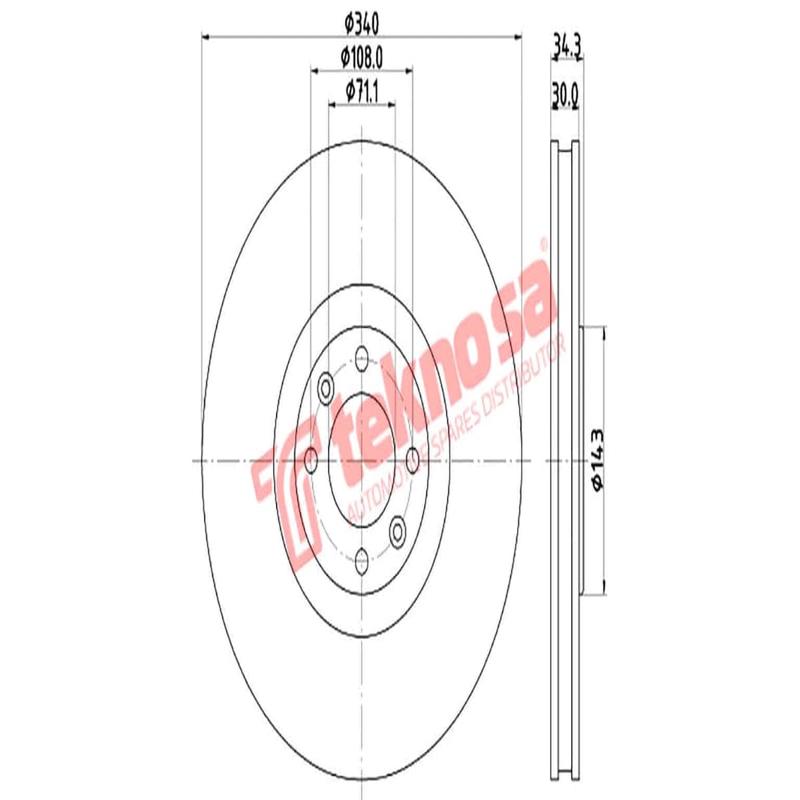 Brake Disc Citroen Ds4 Ds5 Peugeot 308 (Front Vented)