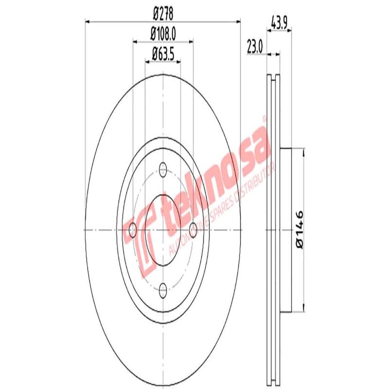 Brake Disc Ford B Max 1.0 Fiesta 1.6St 13 (Front Vented)