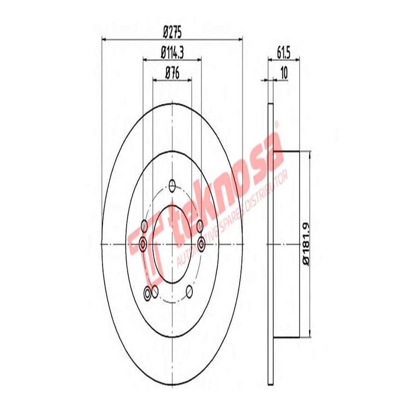 Brake Disc Kia Carens 1.6 2.0L 2007 (Rear Solid)